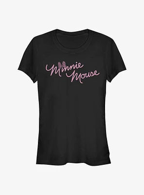 Disney Minnie Mouse Cursive Bow Girls T-Shirt