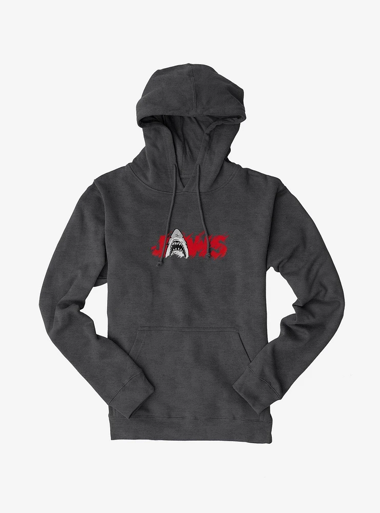 Universal Jaws Font Red Shark Hoodie