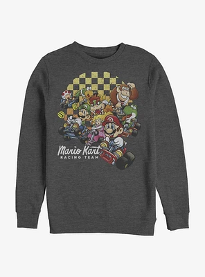 Super Mario Checkered Kart Crew Sweatshirt