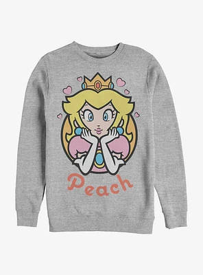 Super Mario Peach Hearts Crew Sweatshirt