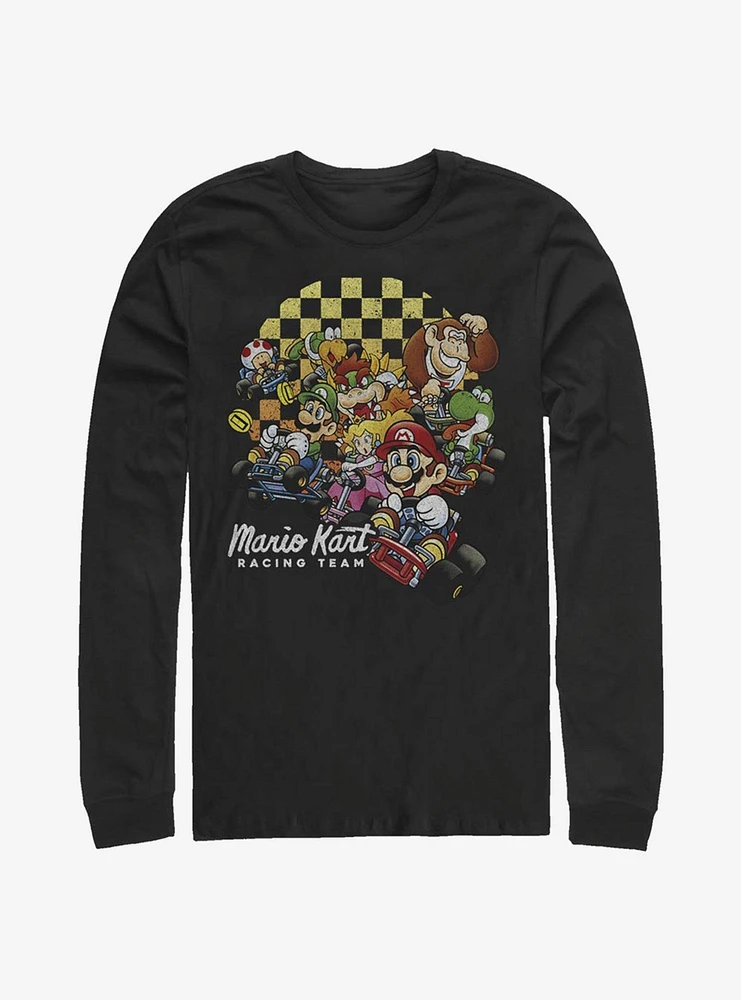 Super Mario Checkered Kart Long-Sleeve T-Shirt