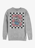 Super Mario Chubby Checkers Crew Sweatshirt