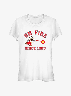 Super Mario On Fire Girls T-Shirt