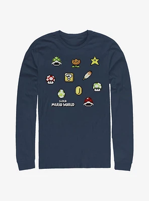 Super Mario Maker Items Scatter Long-Sleeve T-Shirt