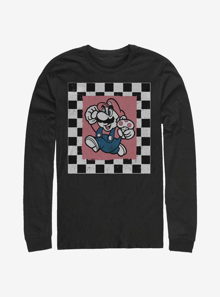 Nintendo Super Mario Checkers Run Long-Sleeve T-Shirt