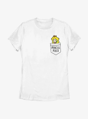 Nintendo Super Mario Faux Pocket Peach Womens T-Shirt