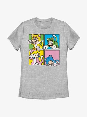 Nintendo Super Mario 4 Character Boxup Womens T-Shirt