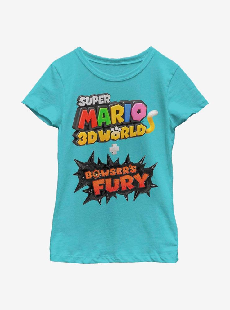 Boxlunch Nintendo Super Mario 3D Bowser's Fury Logo Youth Girls T