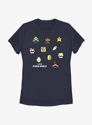 Nintendo Super Mario Maker Items Scatter Womens T-Shirt