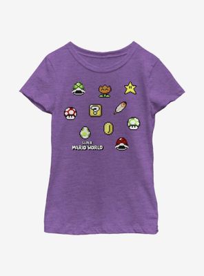 Nintendo Super Mario Maker Items Scatter Youth Girls T-Shirt