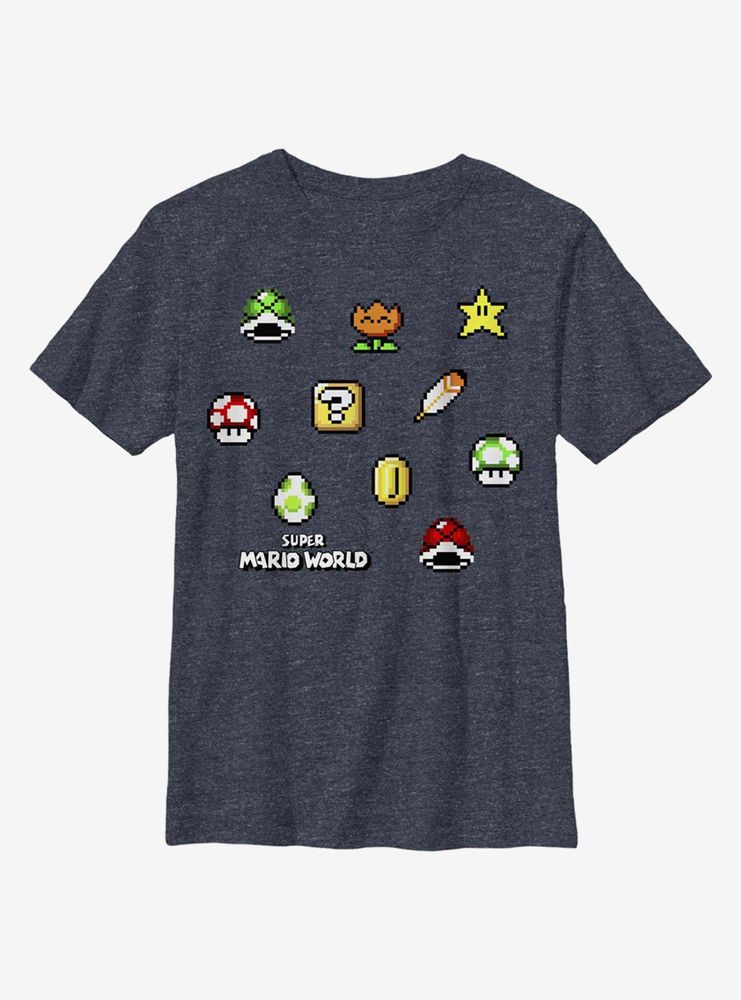 Nintendo Super Mario Maker Items Scatter Youth T-Shirt