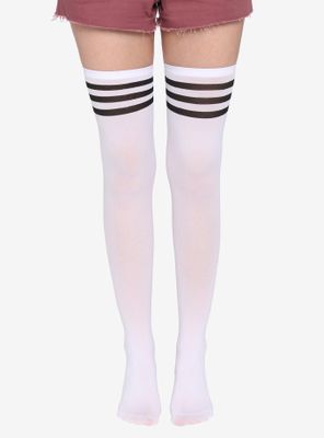 Black & White Varsity Stripe Thigh Highs