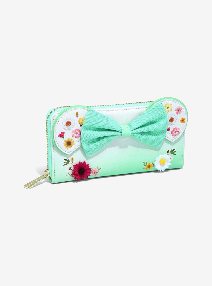 Loungefly Disney Minnie Mouse Pressed Flower Bow Wallet - BoxLunch Exclusive
