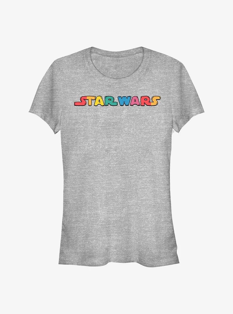 Star Wars Bold Text Rainbow Girls T-Shirt