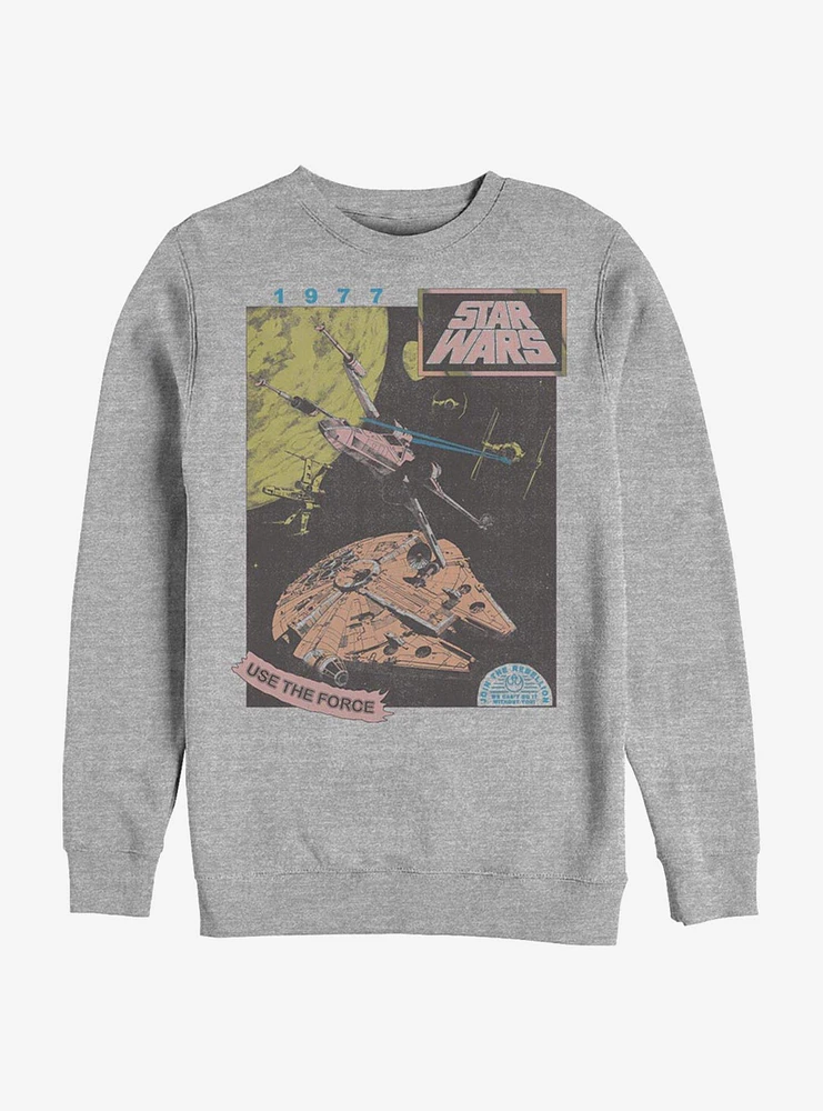 Star Wars 1977 Vintage Space Fighters Crew Sweatshirt