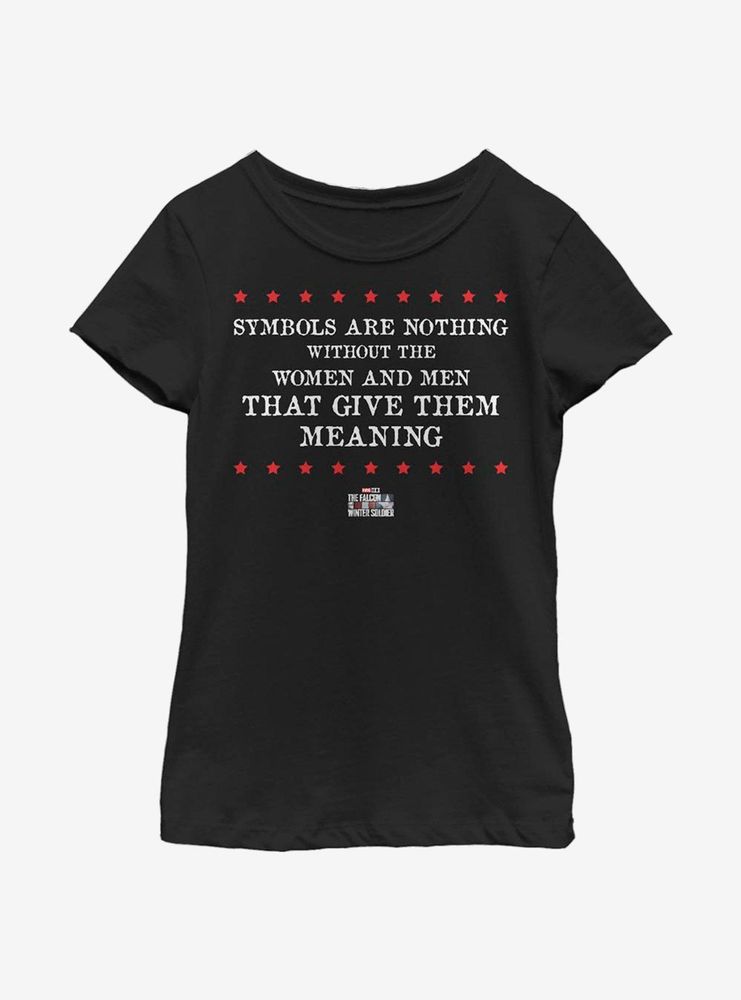 Marvel The Falcon And Winter Soldier Symbol Quote Youth Girls T-Shirt