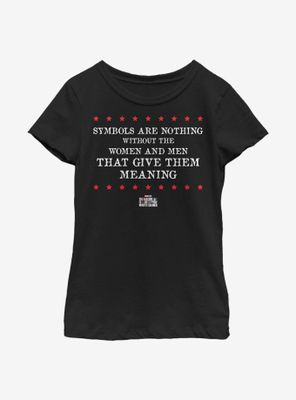 Marvel The Falcon And Winter Soldier Symbol Quote Youth Girls T-Shirt