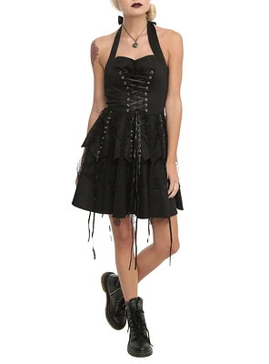 Black Corset Ruffle Dress