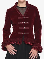 Velvet Corset Back Jacket Burgundy