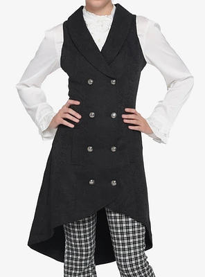 Waist Coat Button Dress Black