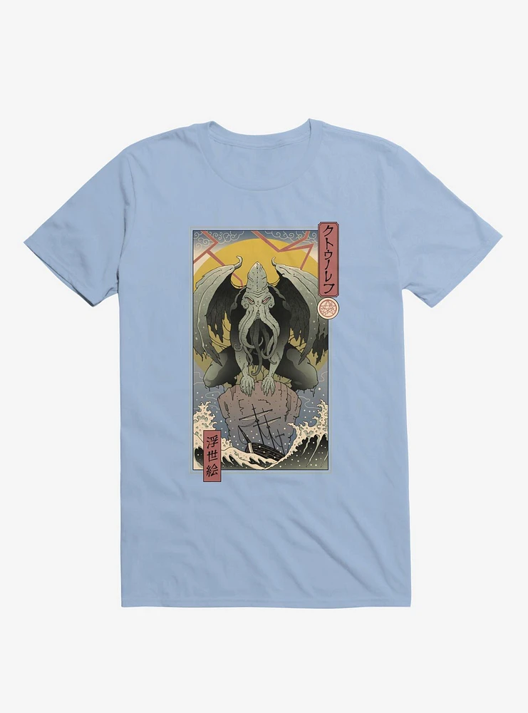 Ocean Cthulhu Edo Light Blue T-Shirt