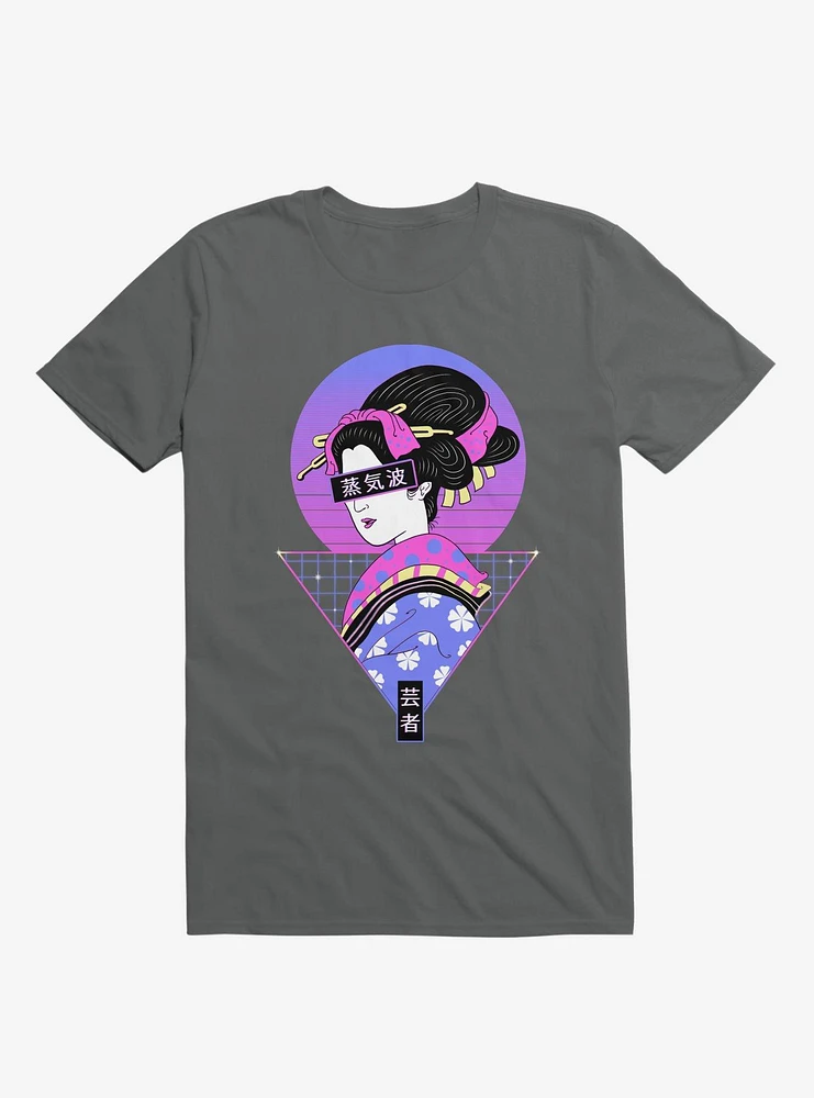 Neon Geisha Wave Charcoal Grey T-Shirt