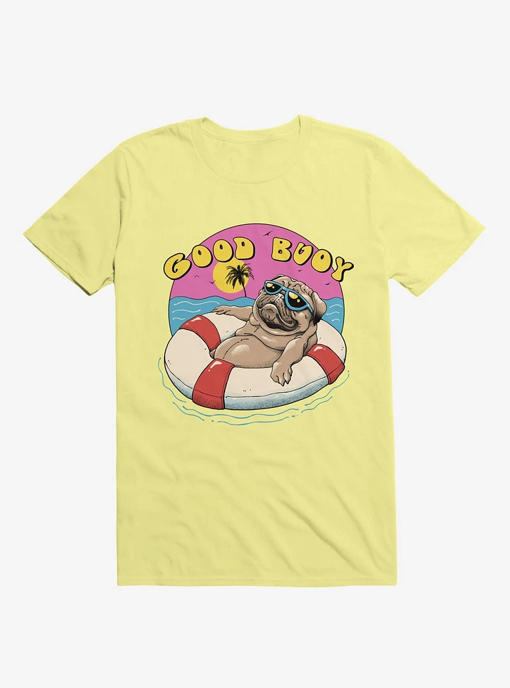 Ocean Pug Good Buoy! Corn Silk Yellow T-Shirt