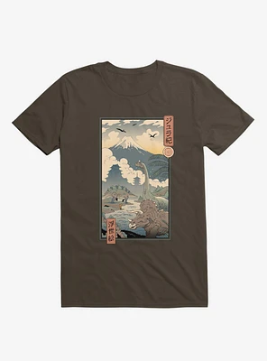 Dinosaurs Jurassic Ukiyo-e Brown T-Shirt