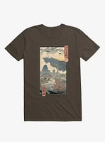 Dinosaurs Jurassic Ukiyo-e Brown T-Shirt