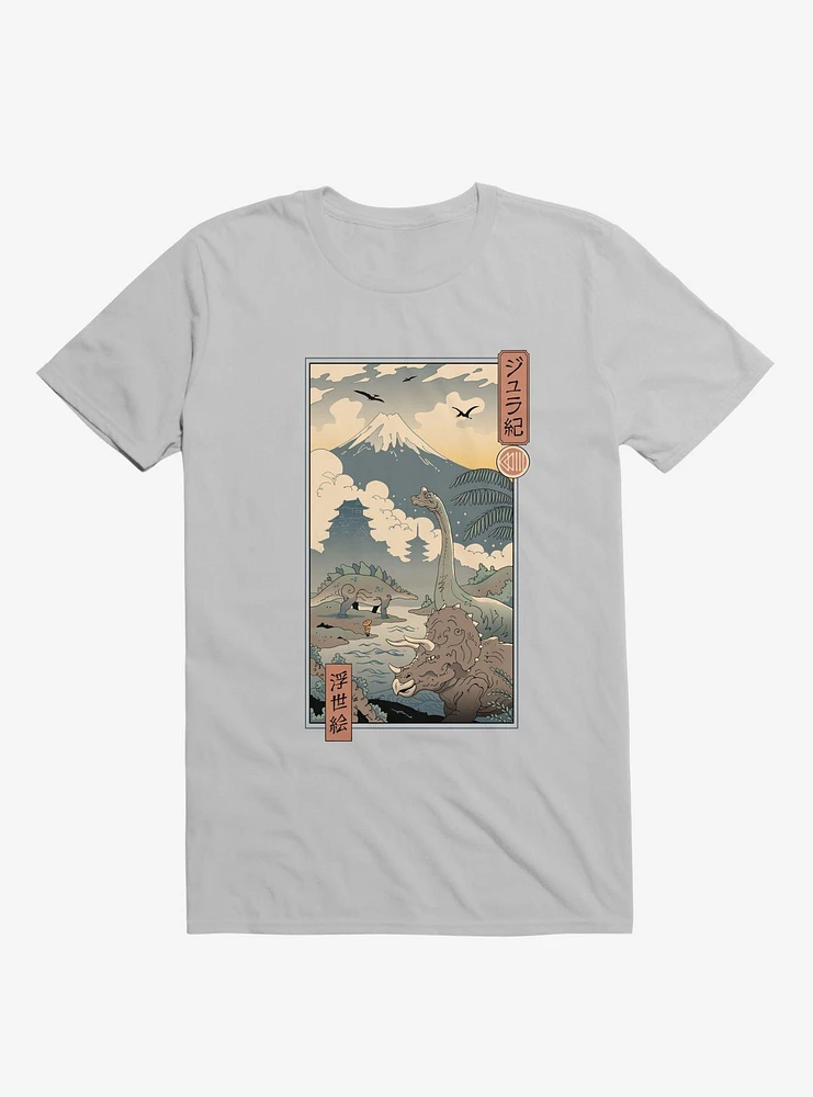 Dinosaurs Jurassic Ukiyo-e Ice Grey T-Shirt