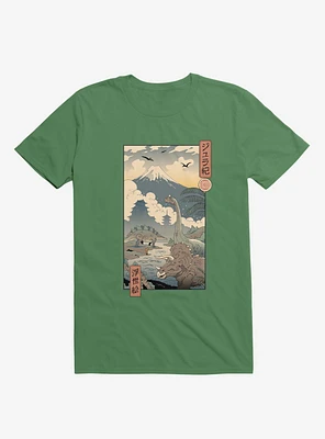 Dinosaurs Jurassic Ukiyo-e Kelly Green T-Shirt