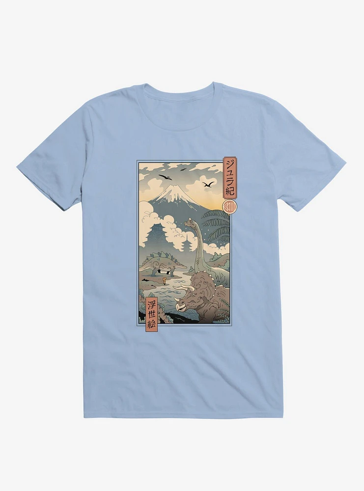 Dinosaurs Jurassic Ukiyo-e Light Blue T-Shirt