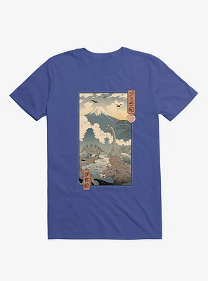 Dinosaurs Jurassic Ukiyo-e Royal Blue T-Shirt
