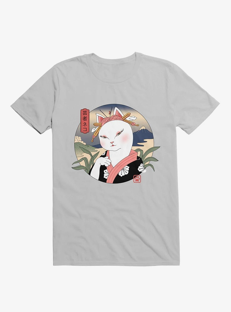 Cat Neko Geisha Ice Grey T-Shirt