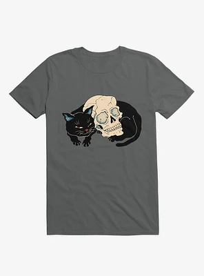 Cat Neko Skull Charcoal Grey T-Shirt