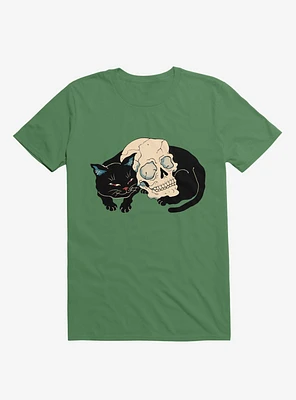 Cat Neko Skull Kelly Green T-Shirt