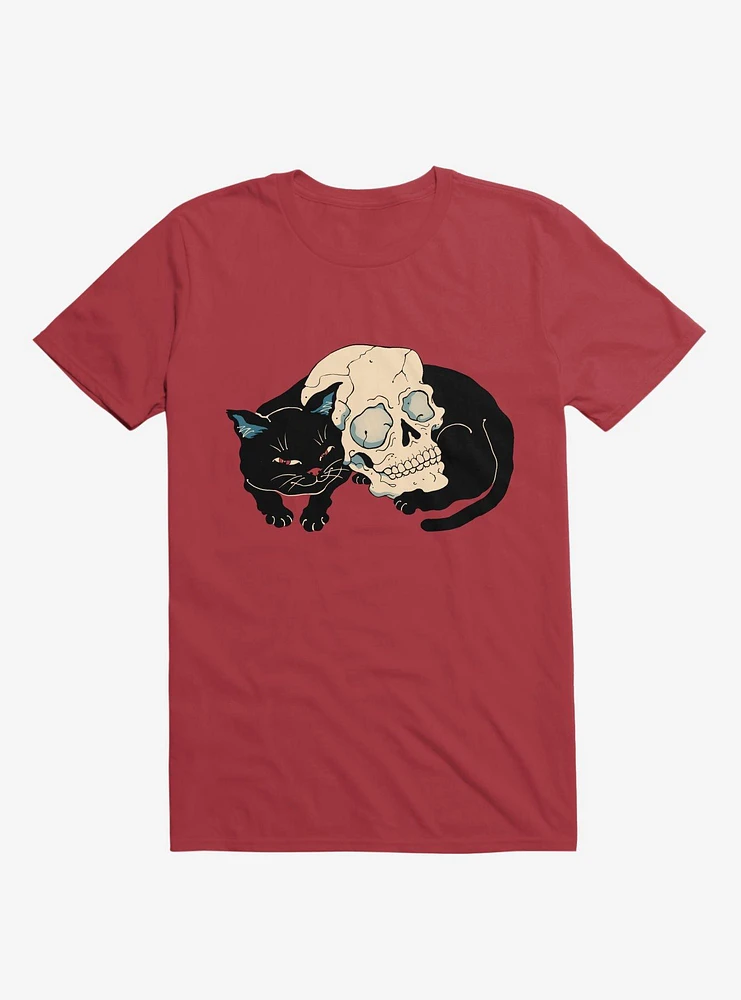 Cat Neko Skull Red T-Shirt