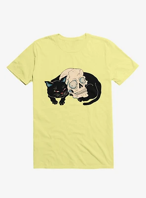 Cat Neko Skull Corn Silk Yellow T-Shirt