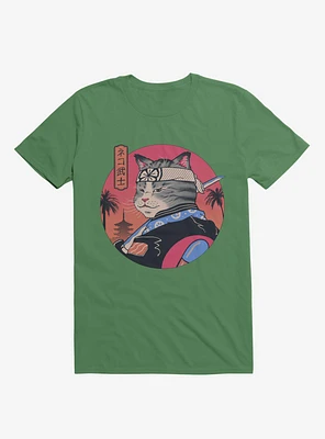 Samurai Cat Kelly Green T-Shirt