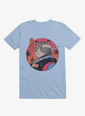 Samurai Cat Light Blue T-Shirt