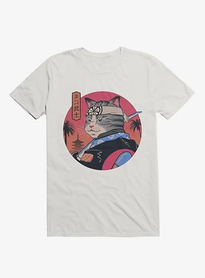 Samurai Cat White T-Shirt