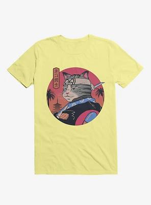 Samurai Cat Corn Silk Yellow T-Shirt