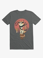 Orange Shinobi Cat Charcoal Grey T-Shirt