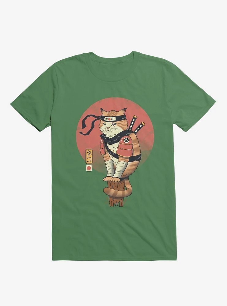 Orange Shinobi Cat Kelly Green T-Shirt