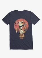 Orange Shinobi Cat Navy Blue T-Shirt