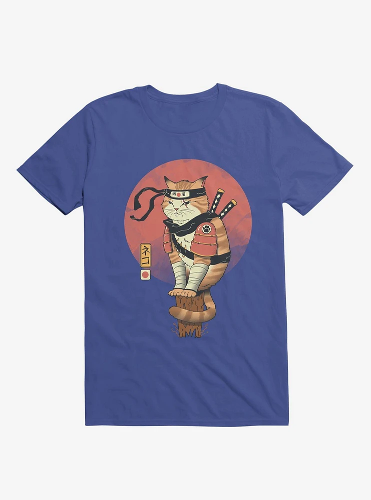 Orange Shinobi Cat Royal Blue T-Shirt