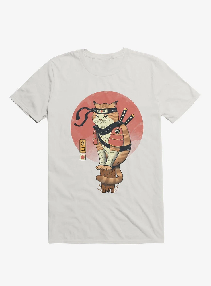 Orange Shinobi Cat White T-Shirt