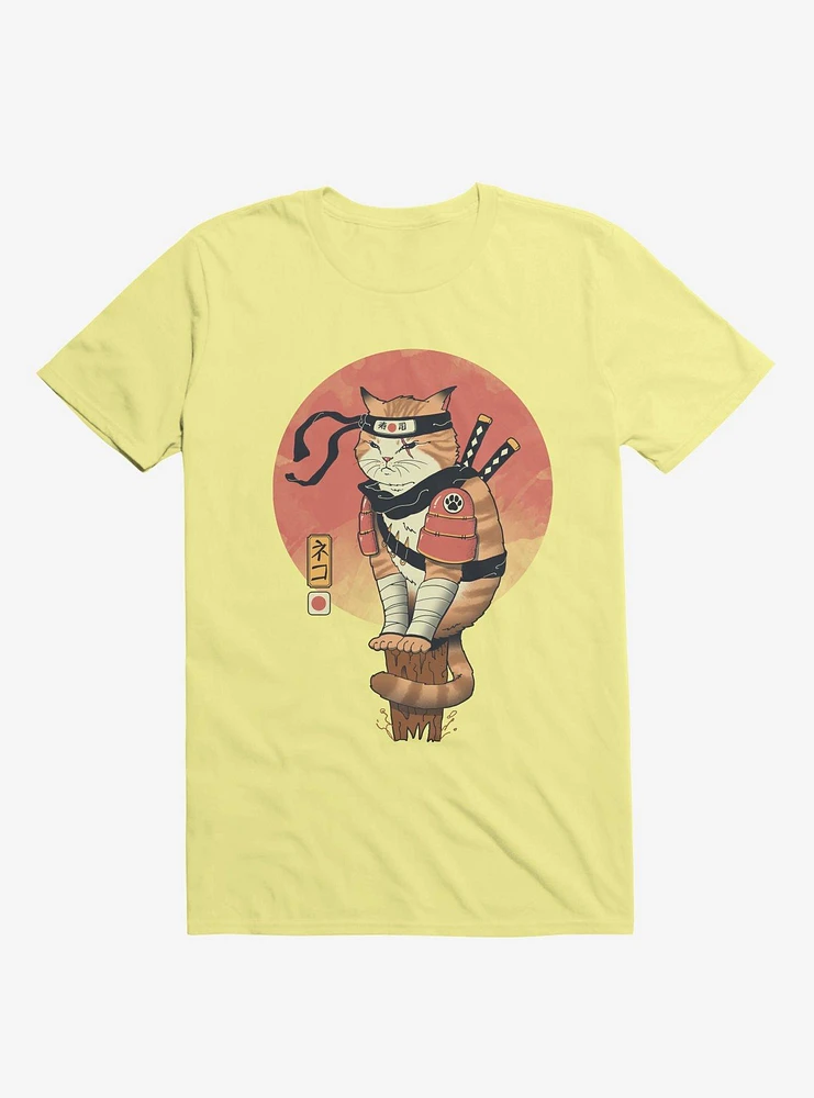 Orange Shinobi Cat Corn Silk Yellow T-Shirt