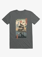 Turtle Stream Kame Ukiyo-e Charcoal Grey T-Shirt