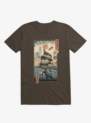 Turtle Stream Kame Ukiyo-e Brown T-Shirt